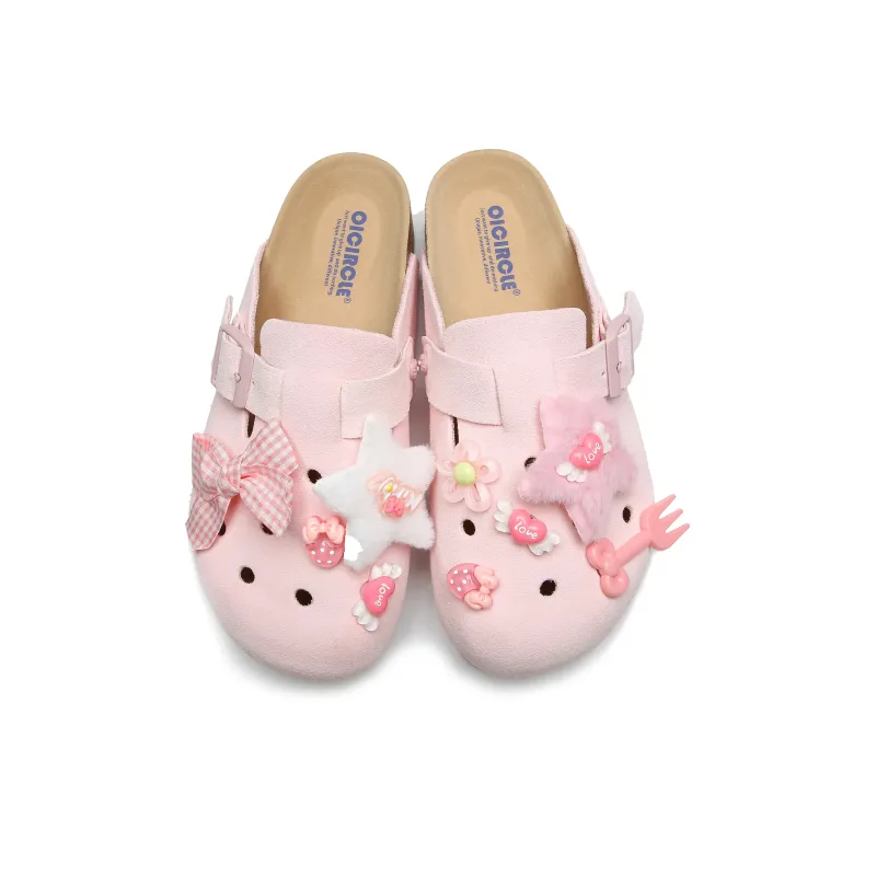 OICIRCLE Rubber Sole Stitching Slip Resistant Closed Toe Slippers Women's Pink-1