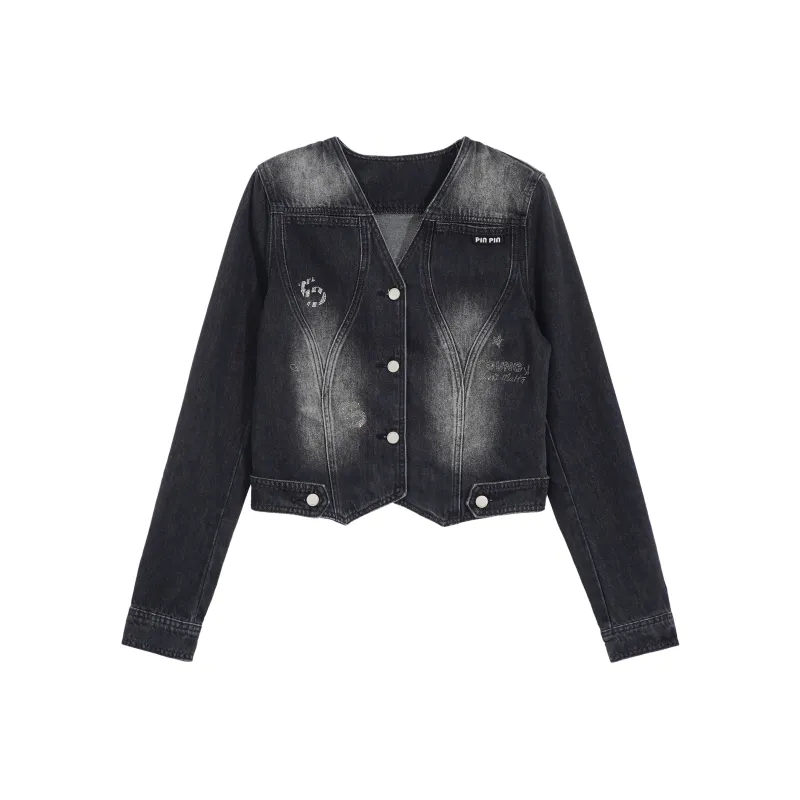 PP Denim Jackets Women's Black-0