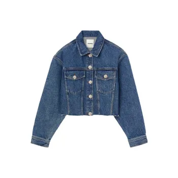 Sandro Crystal buttons Cropped Denim Jacket