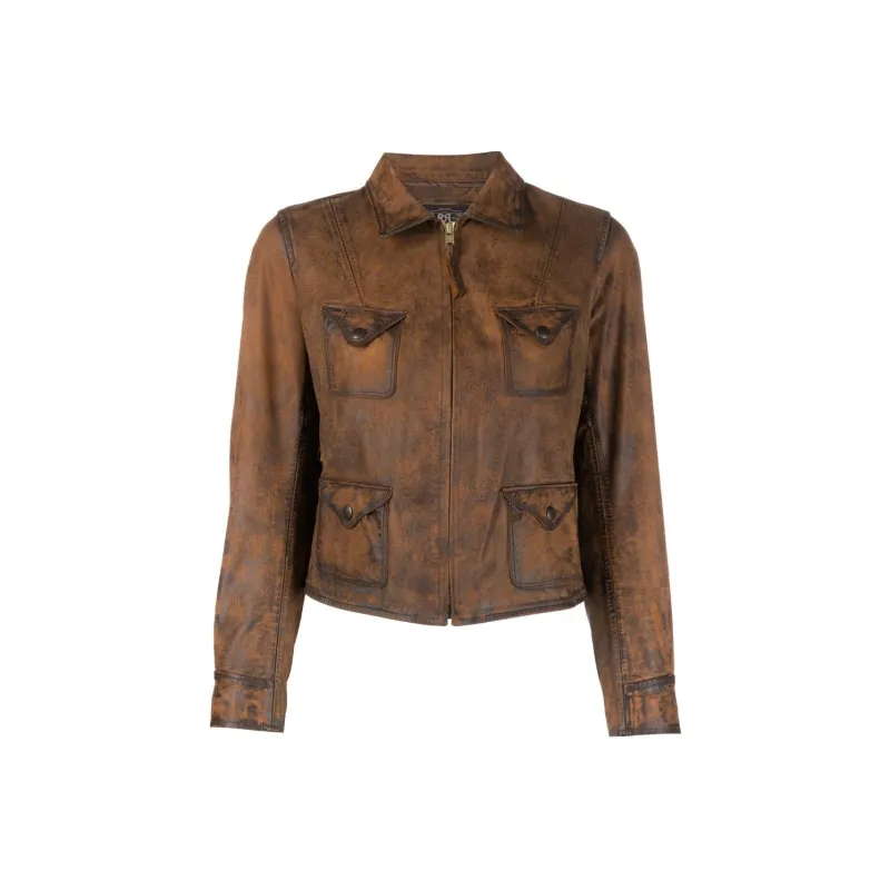 Polo Ralph Lauren SS23 Leather Jacket Women's Brown-0