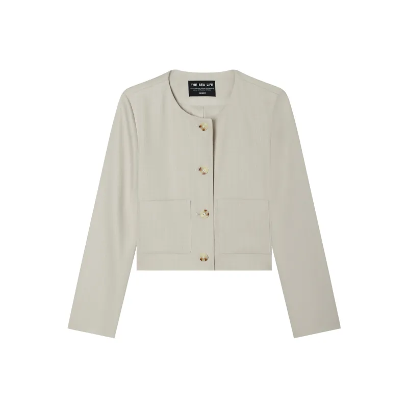 THE SEA LIFE Cropped Coat Women's White Birch-0