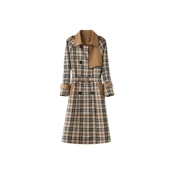 H YXIANG Trench Coats Women's Chocolate