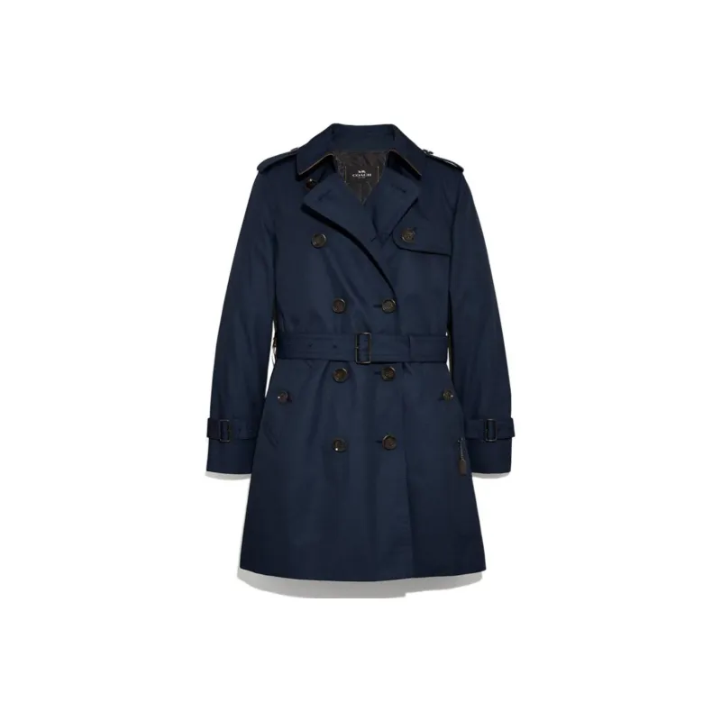 COACH Trench Coats Women's Blue-0