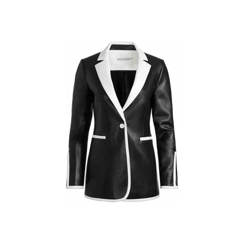 ALICE+OLIVIA Breann Faux-leather Blazer-0