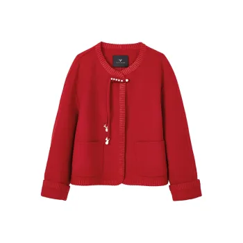 Yu Qianwen Cropped Coats Women's China Red