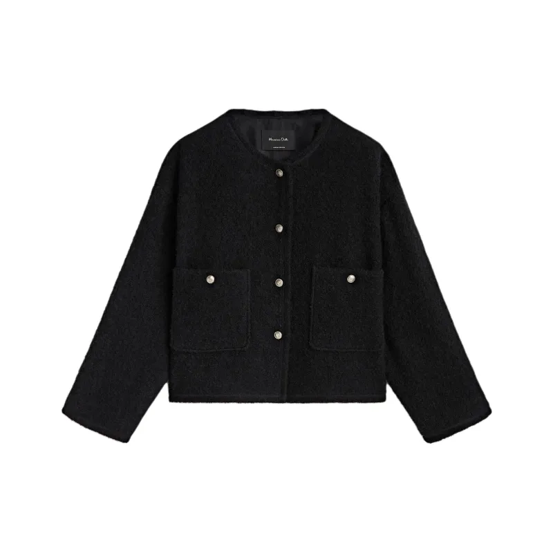 Massimo Dutti Velvet-feel Coat Women's Black-0