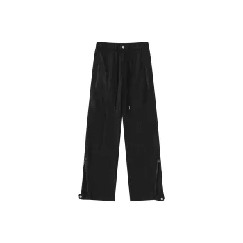 Vine Color Casual Pants Unisex Black
