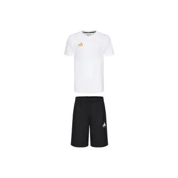 Adidas TAEKWONDO Casual Sportswear Unisex Set White Short Sleeved Shirt+Black Shorts