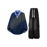 Navy Blue Top+Black Pants
