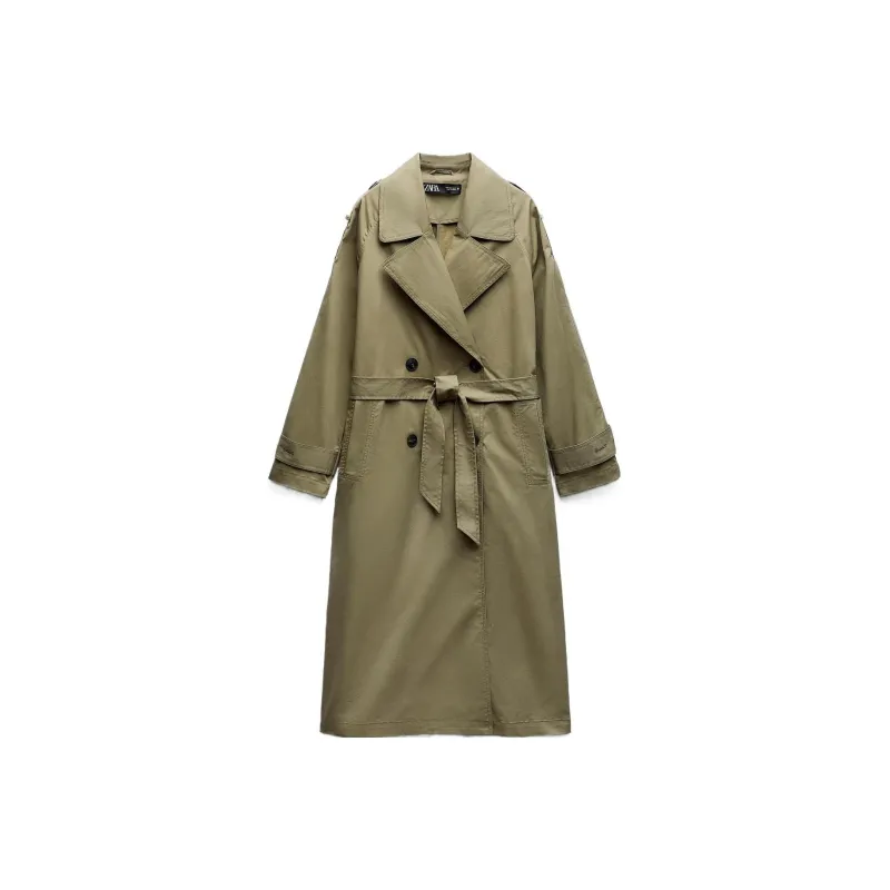 ZARA Trench Coats Women's Khaki-0