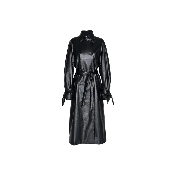 MaxMara Belted Leather Trench Coat-0