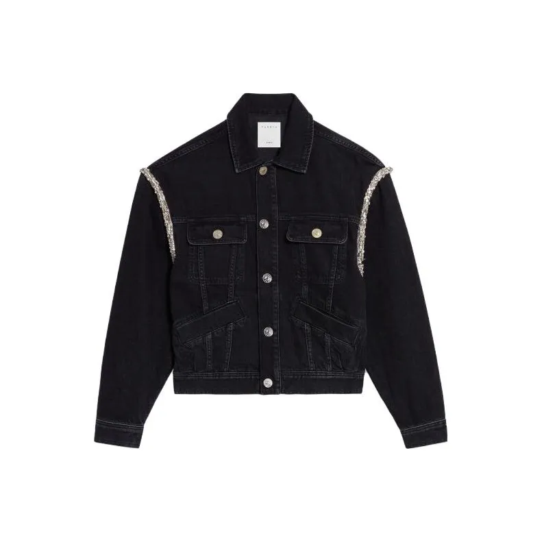 Sandro Crystal embellished Denim Jacket-0