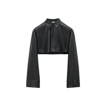 LOEWE Cropped Shirt In Nappa Lambskin Black