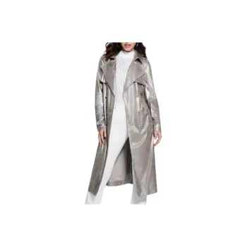 GUESS Eco Adele Belted Trench Coat Trench Coat Women's Silver