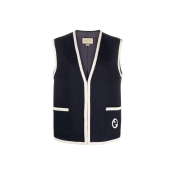 GUCCI Gg Logo Embroidered Buttoned Knit Vest
