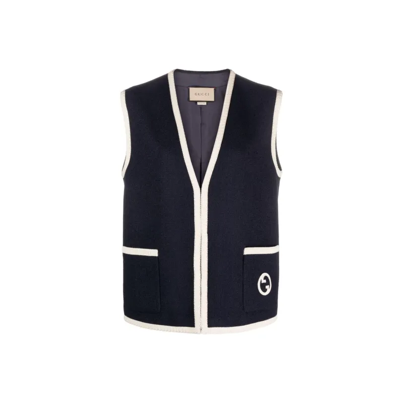 GUCCI Gg Logo Embroidered Buttoned Knit Vest-0