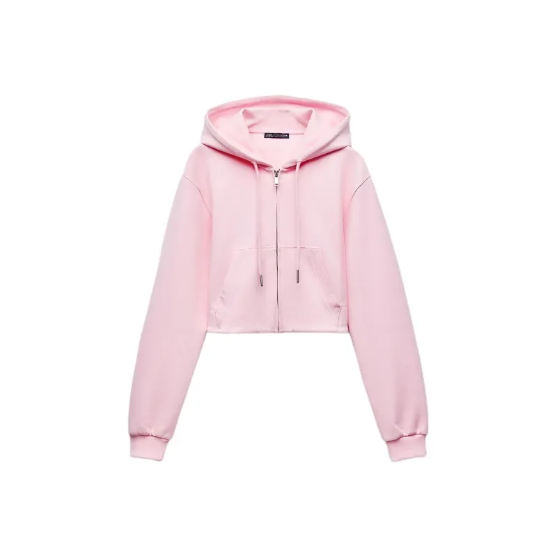 ZARA Sweatshirt Women's Light Pink Red-0