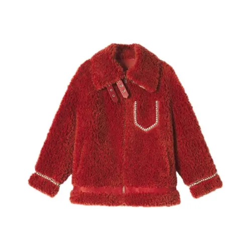 YINER GoodLand Velvet Jackets Women's Cherry Red