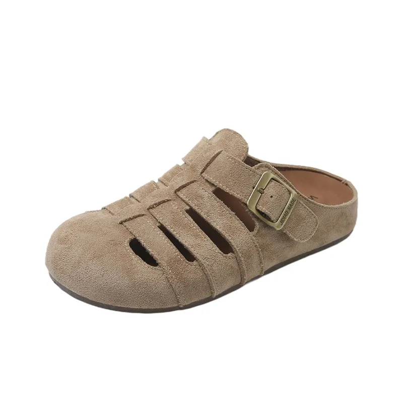 Luji Leather Patchwork Cut Out Closed Toe Slippers Women's-15
