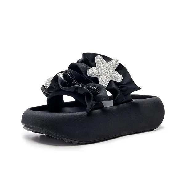 HR PU Polyurethane Rubber Sole Abrasion Resistant Slide Slippers Women's Black-0