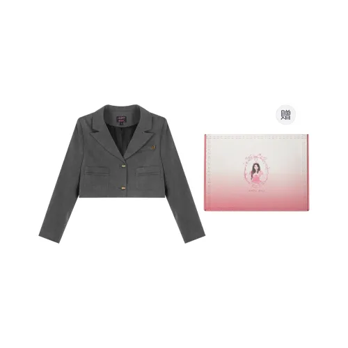 ANNIBUHUO 2024 Fall Cropped Coat Women's Dark Gray