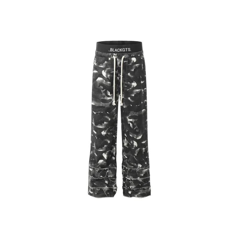 Vine Color Casual Pants Unisex Gray Camouflage-0