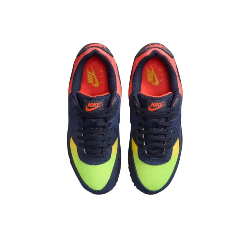 Nike Air Max 90 Anti Slip Wear Resistant Low Top Running Shoes Unisex Blue Orange-3