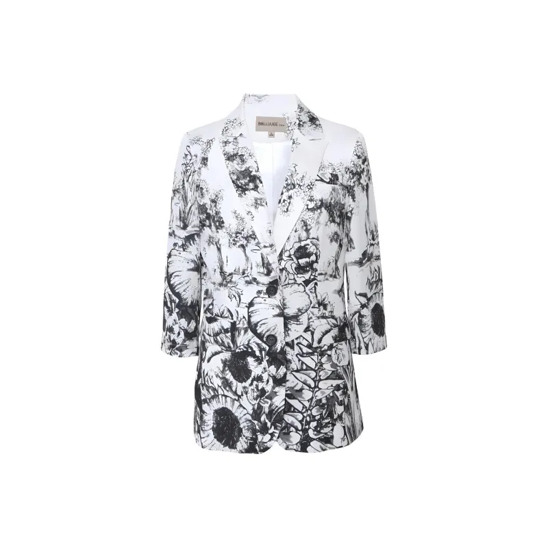 BBLLUUEE Business Suit Women's White/Black-0