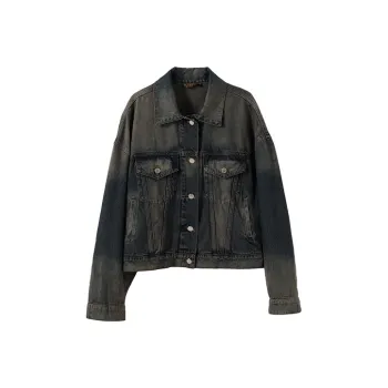YUMOMO STAR Denim Jacket Women's Vintage Gray