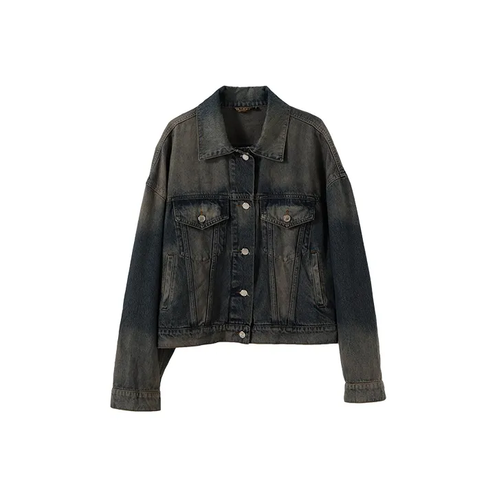 YUMOMO STAR Denim Jacket Women's Vintage Gray-0