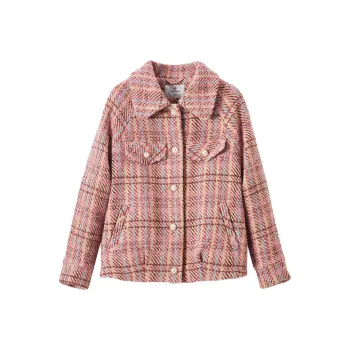 XIANGYING Cropped Coat Women's Plum Red