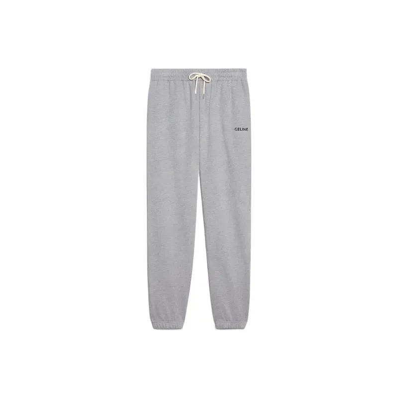 CELINE Embroidered Cotton Track Pants Grey/Black-0