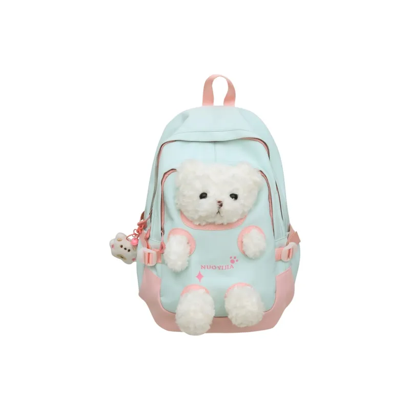 AIBAG Nylon Backpack Unisex Pink Green/Pink Blue/Pink Yellow/Blue Green/Black-0