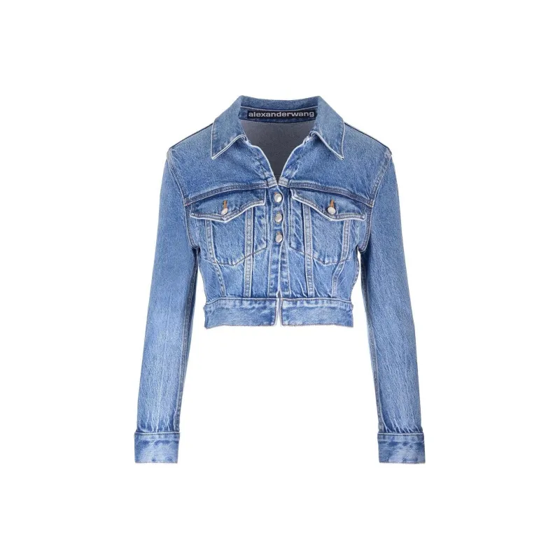 Alexander Wang Shrunken Denim Jacket-0