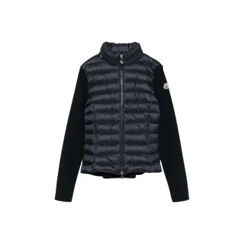 Logo Patch Padded Zip Up Cardigan