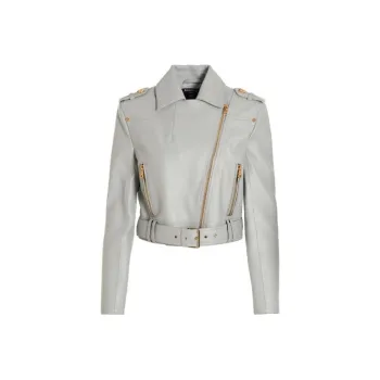 BALMAIN Leather Jackets Women's Gray