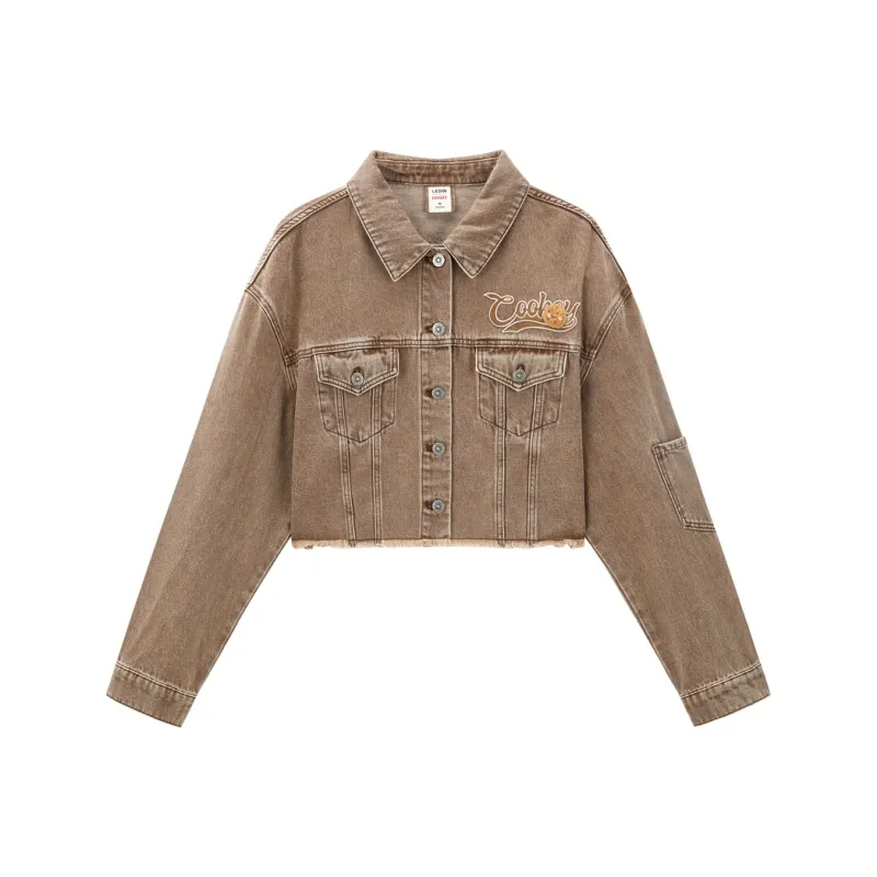 LEDIN Denim Jacket Women's Brown-0