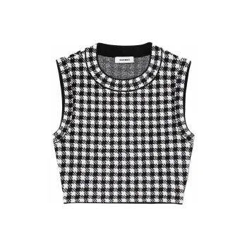 Sandro Houndstooth pattern Sleeveless Knitted Top