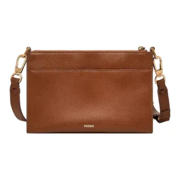 FOSSIL Calfskin Crossbody Bag, Shoulder Bag Women's Brown