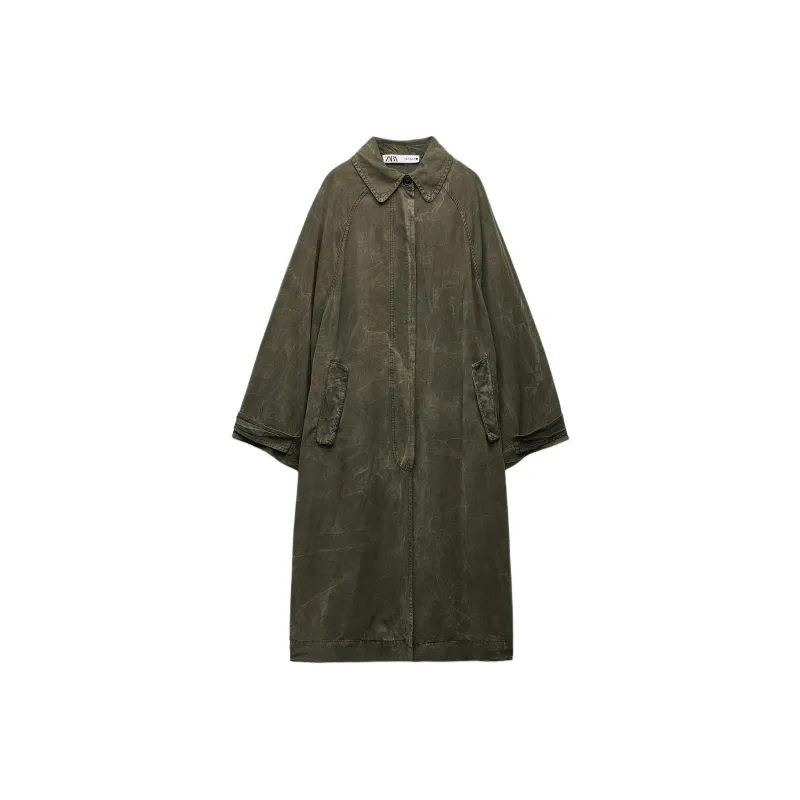 ZARA Trench Coats Women's Khaki-0