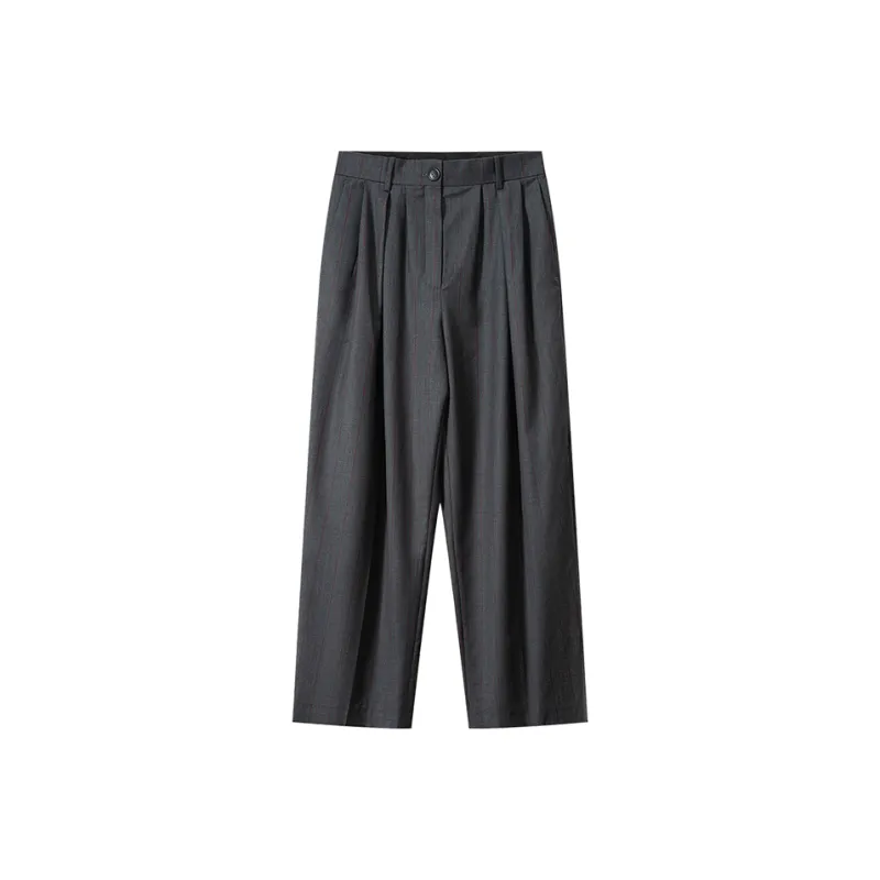 MOSIIMORII Casual Pants Women's Dark Gray Plaid-0