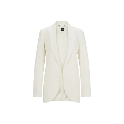 HUGO BOSS Regular Fit Jacket With Edge To Edge Front Business Suit Women's White