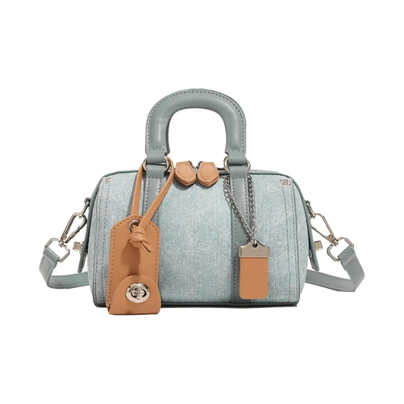 Bywhich PU Boston Bag, Shoulder Bag, Crossbody Bag, Handbag Regular Women's Ecru/Blue-1