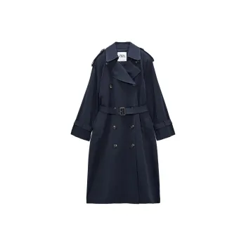 ZARA Trench Coats Women's Sea Blue
