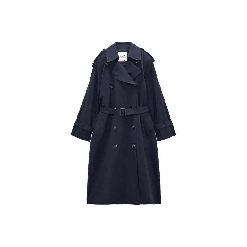 ZARA Trench Coats Women's Sea Blue-0