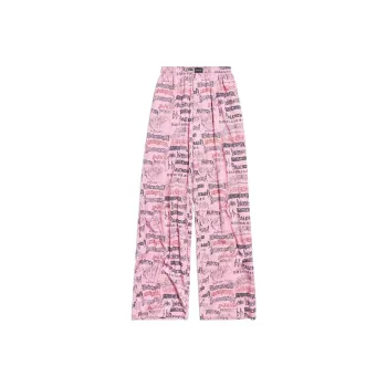 Balenciaga SS24 Casual Pants Loose Fit Style Women's Pink