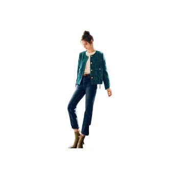 Olrain Cropped Coats Women's Turquoise