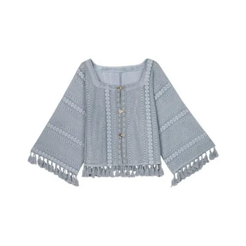 SNBL Cropped Coats Women's Blue External Shirt