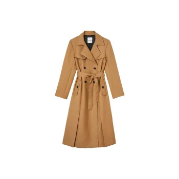 Sandro Long Trench-Style Coat Trench Coat Women's Camel