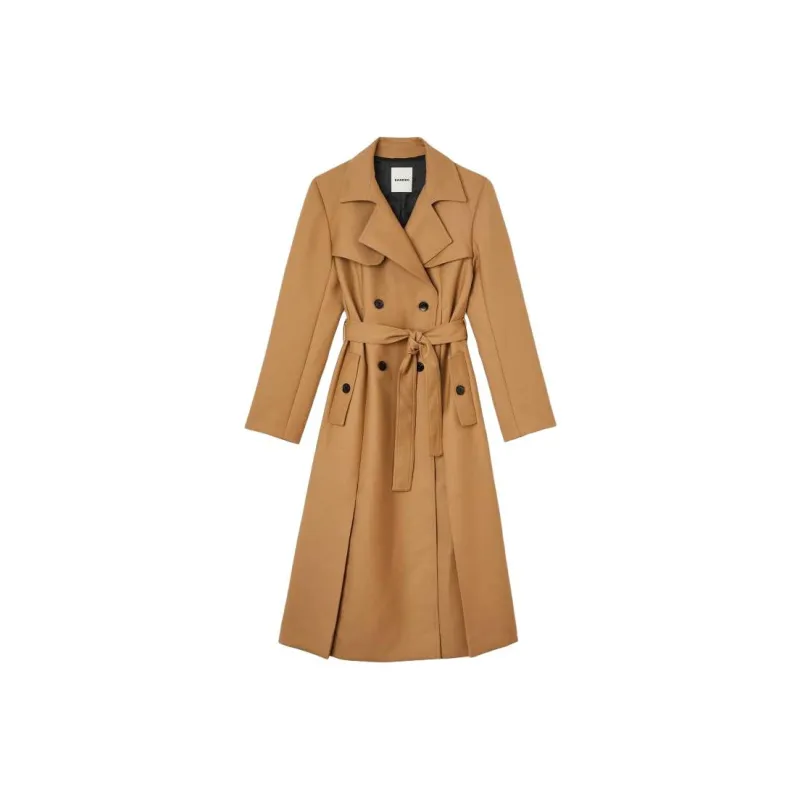 Sandro Long Trench-Style Coat Trench Coat Women's Camel-0